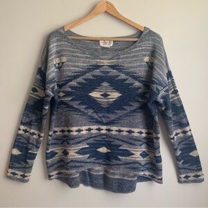 Denim & Supply Ralph Lauren Aztec Western Boat Neck Drop Shoulder Sweater Sz XL